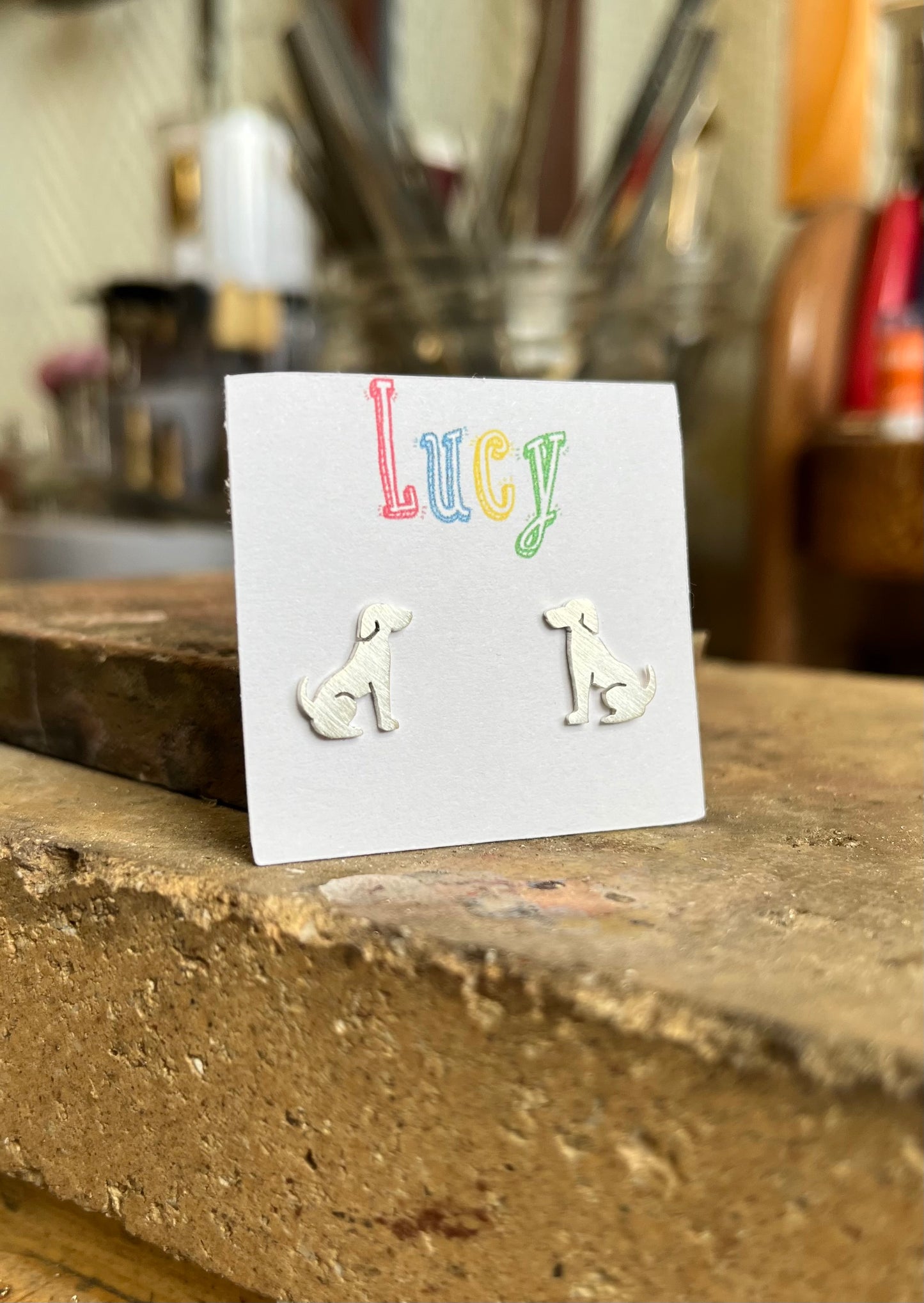 Dog Earrings. Sterling Silver (925)