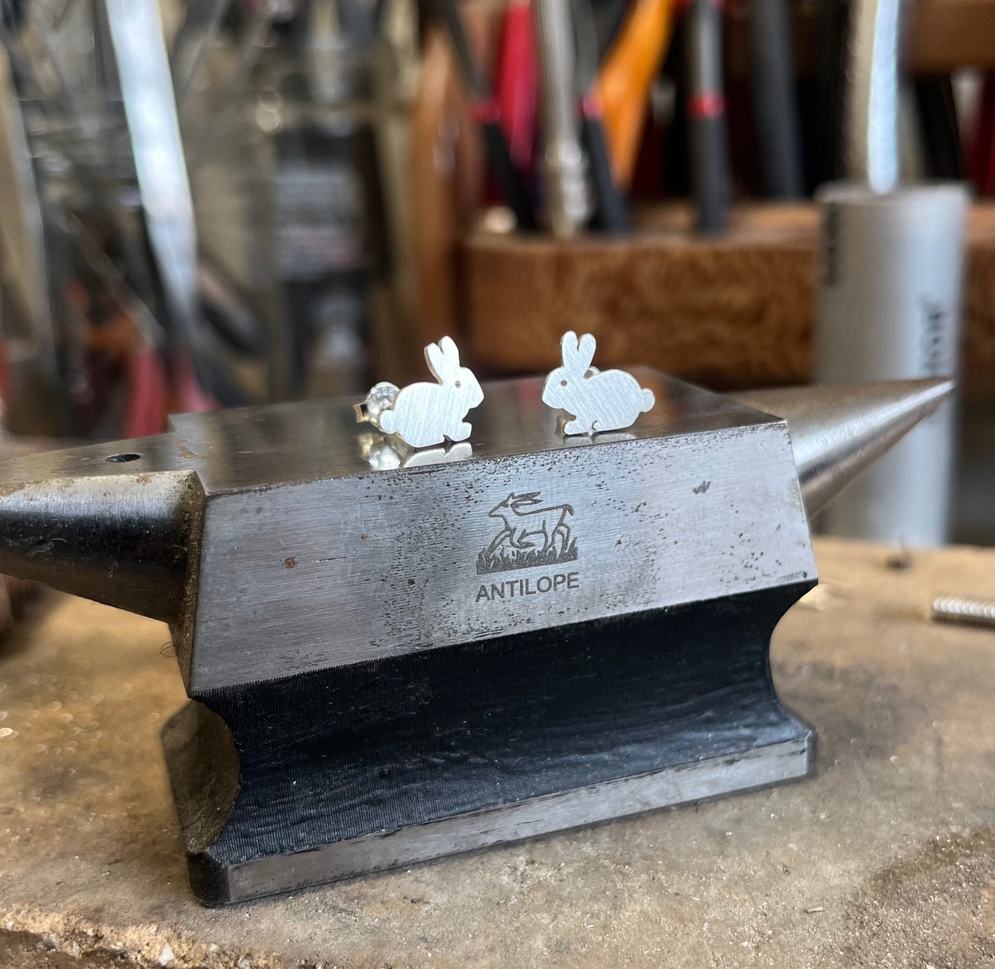 Rabbits Earrings. Sterling Silver (925)