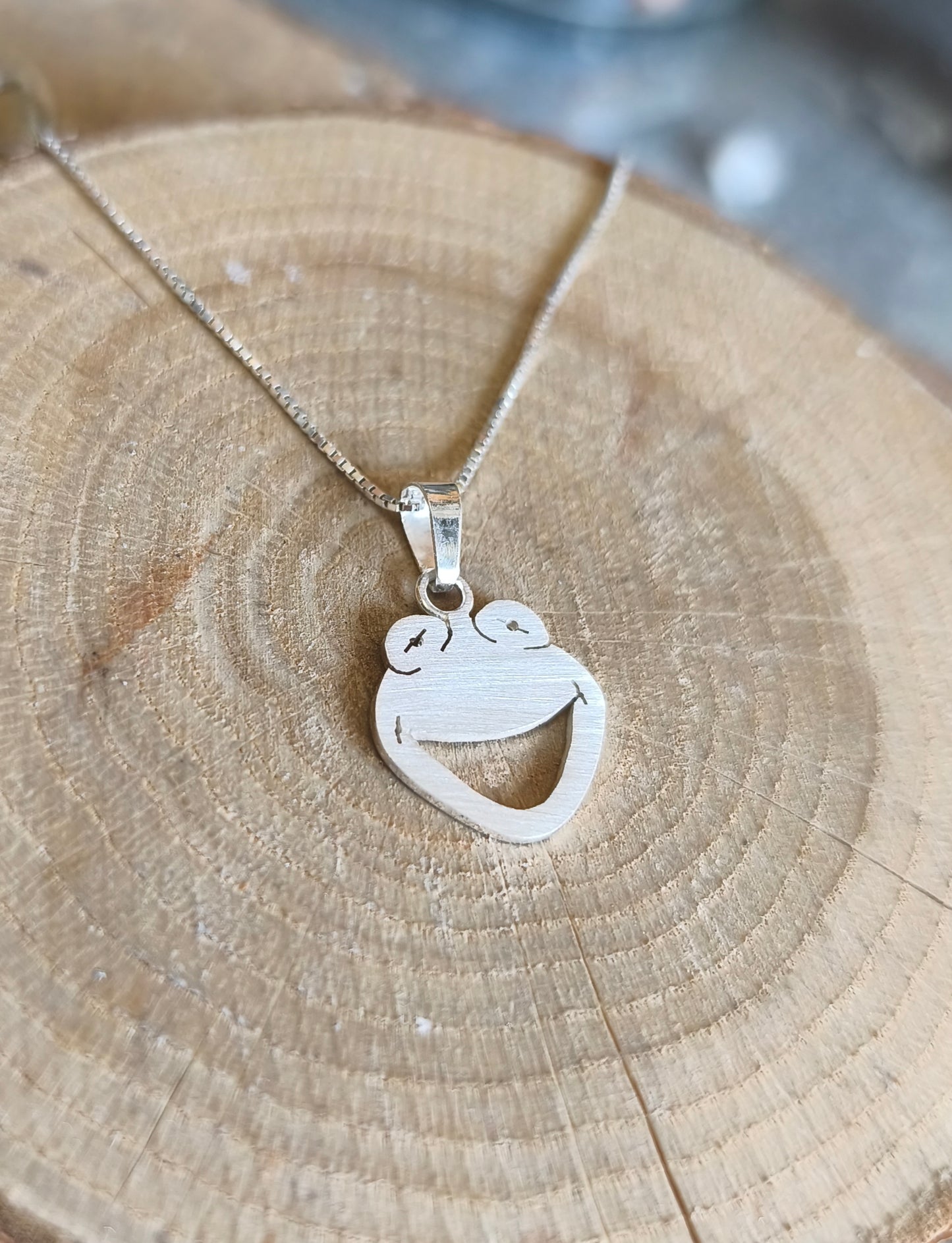 Kermit The frog Pendant. Sterling Silver.