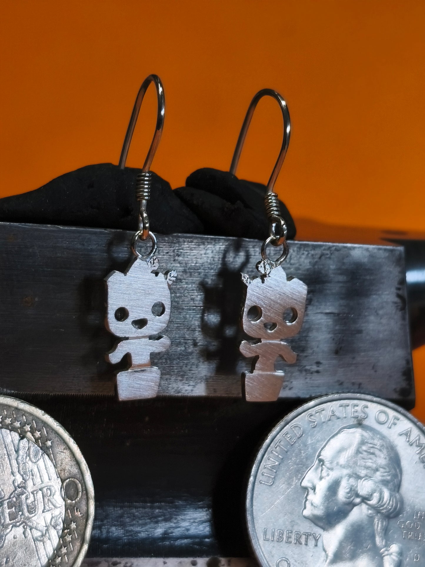 Baby Groot earrings Sterling Silver