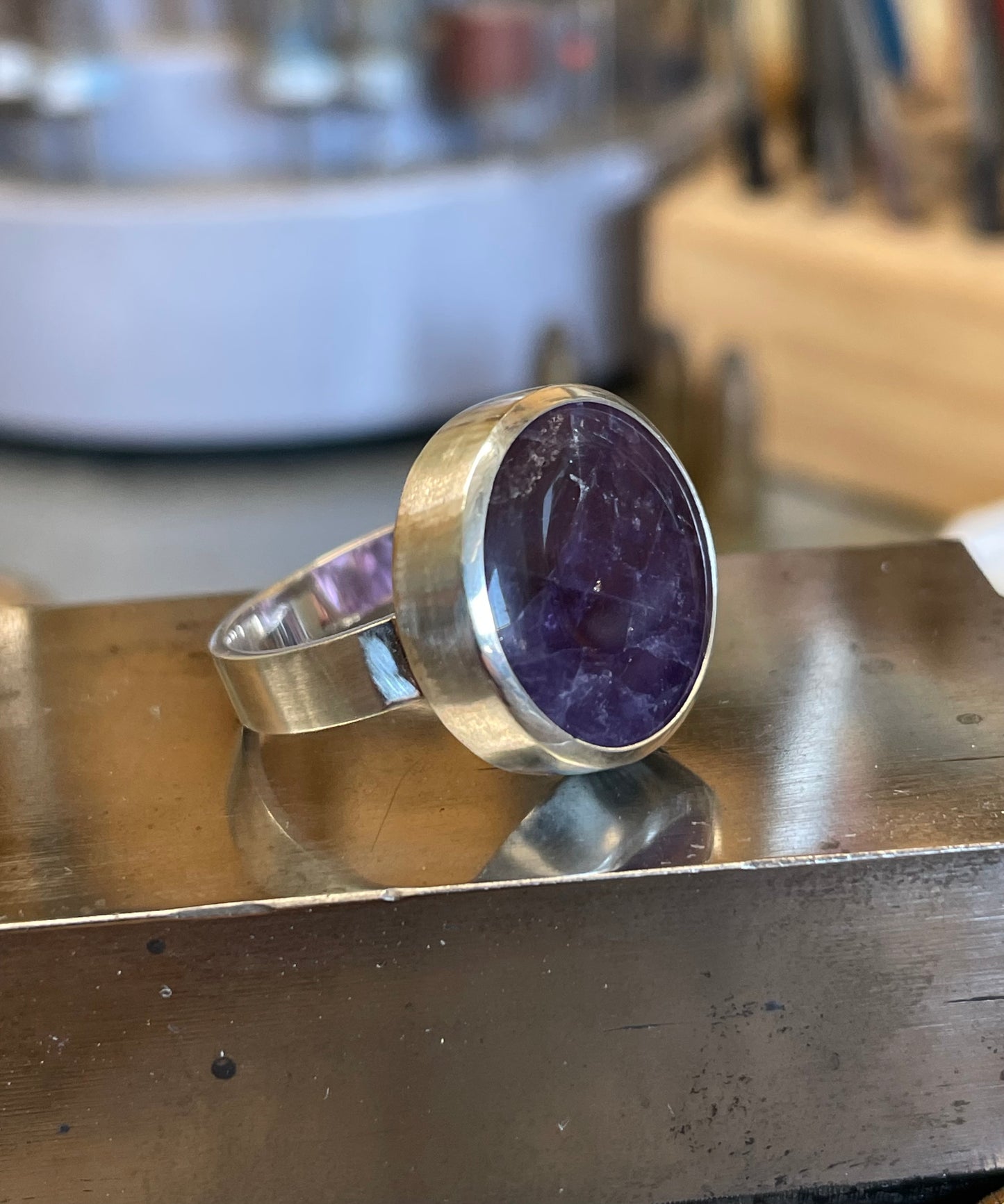 Amethist Stone in Sterling Silver Ring