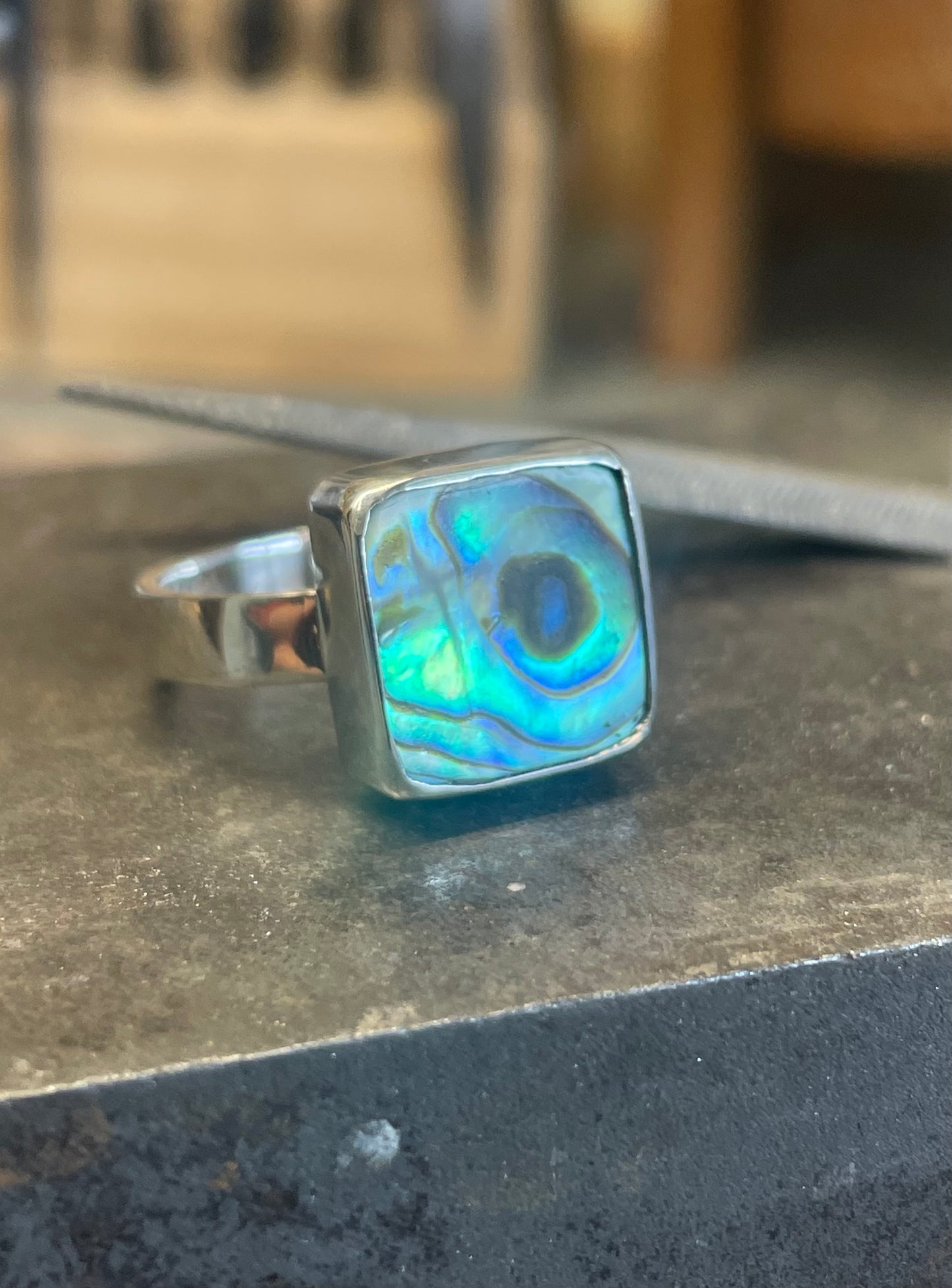 Sterling Silver rings with abalone (ear shells/sea ears).