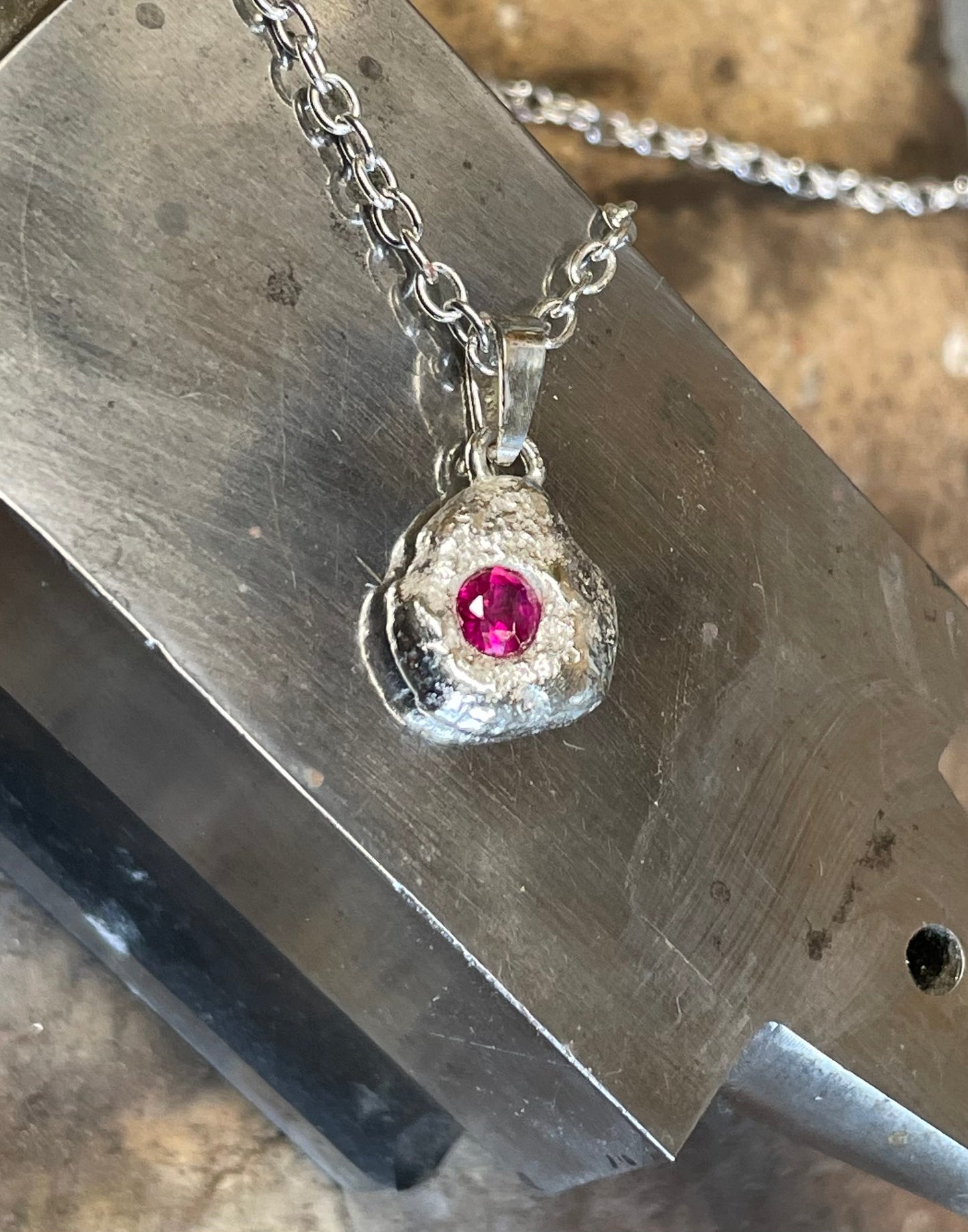 Pendant with a Red Zirconia