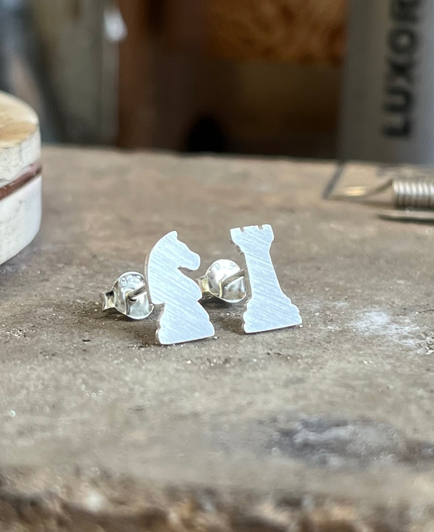 Chess earrings. Sterling Silver (925)