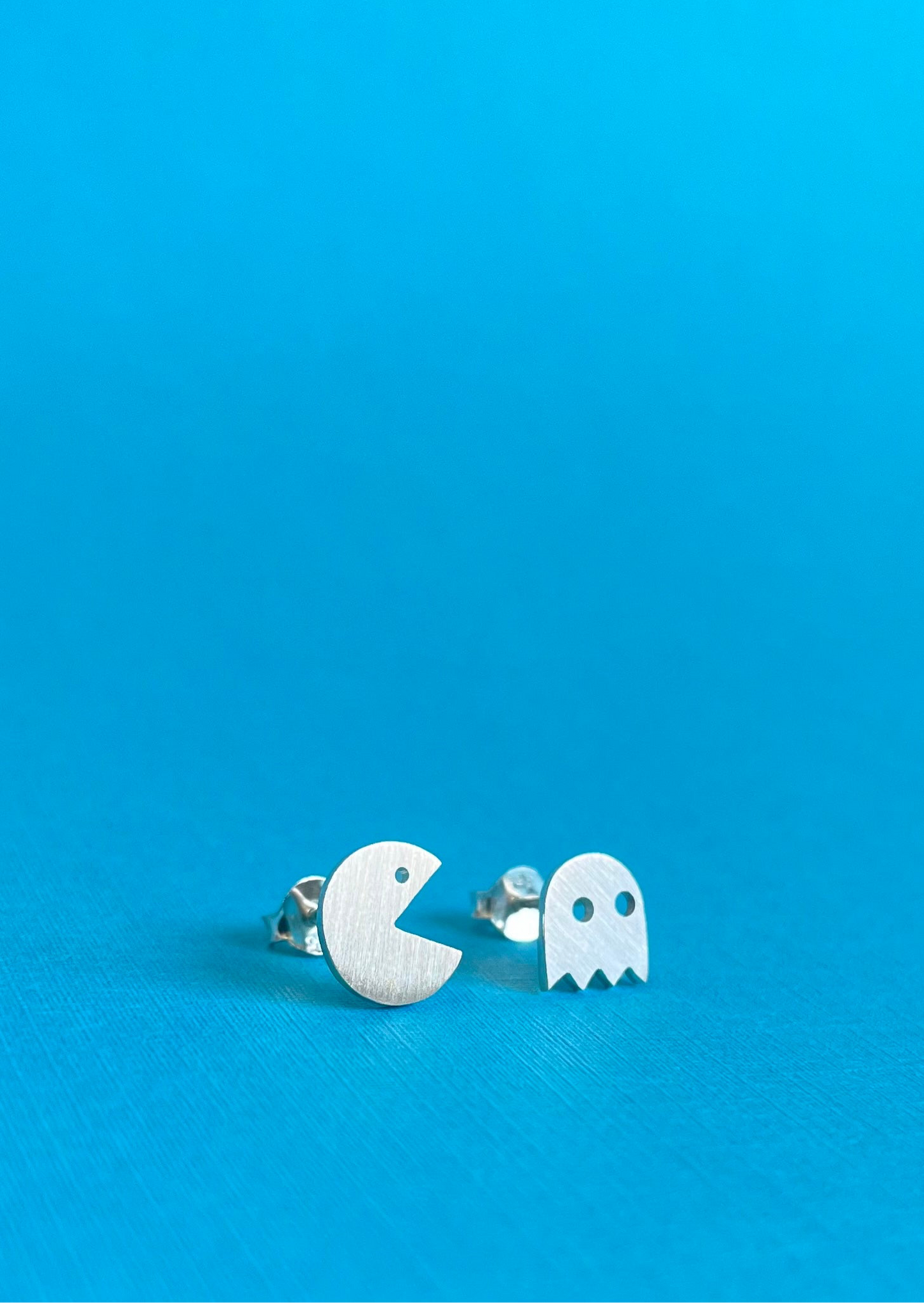 Pacman Earrings. Sterling Silver (925)