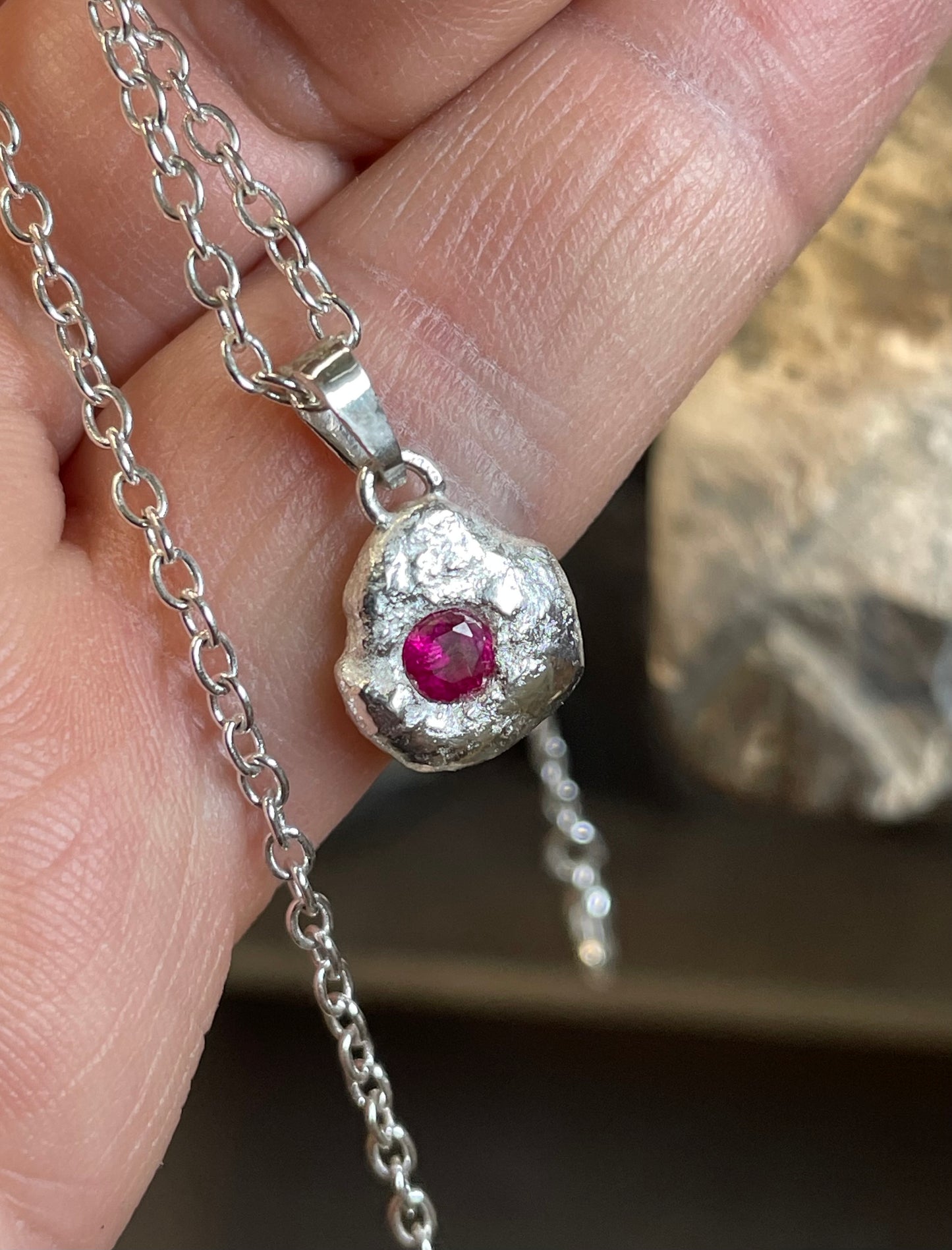 Pendant with a Red Zirconia