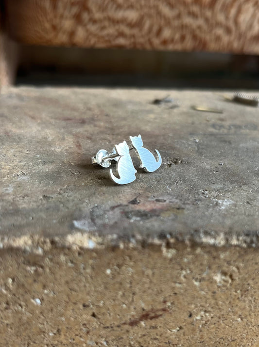 Cat Earrings. Sterling Silver (925)