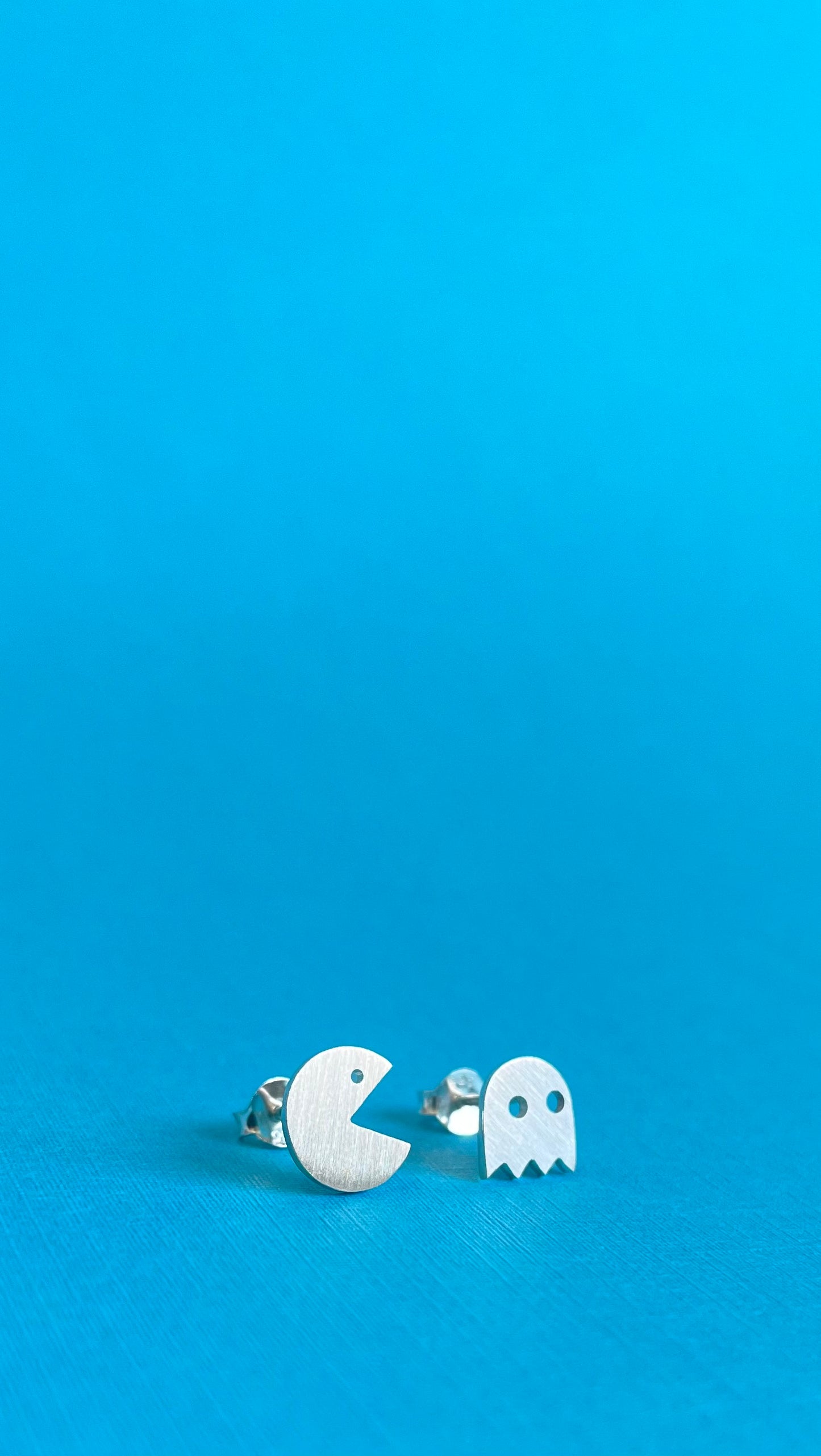 Pacman Earrings. Sterling Silver (925)