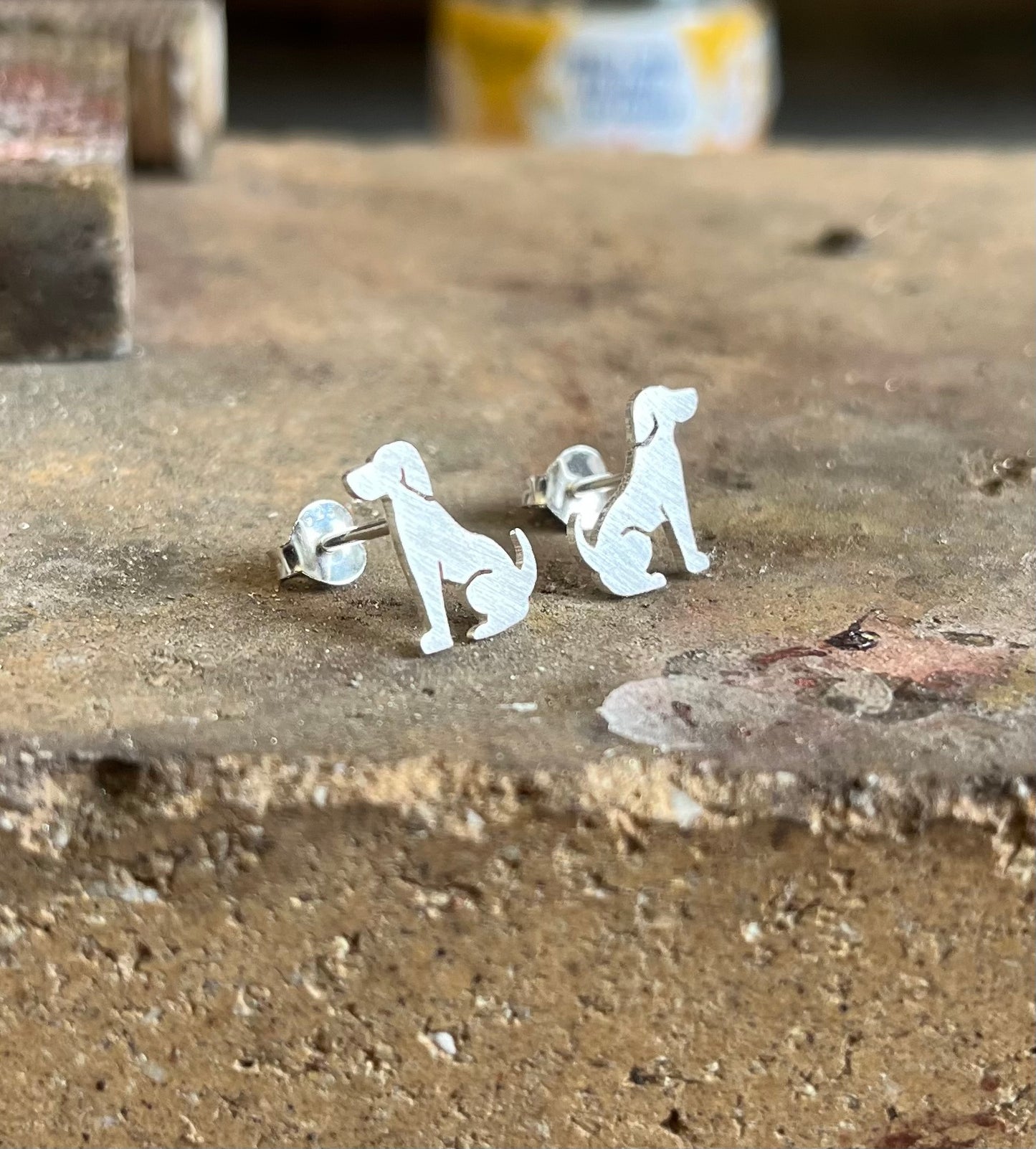 Dog Earrings. Sterling Silver (925)