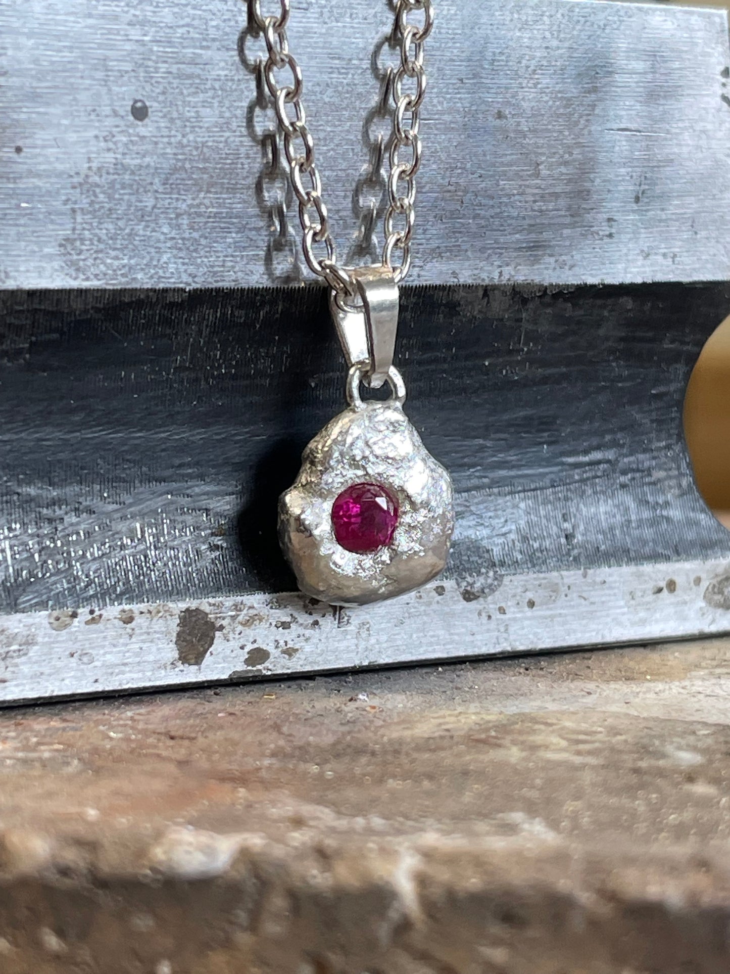 Pendant with a Red Zirconia