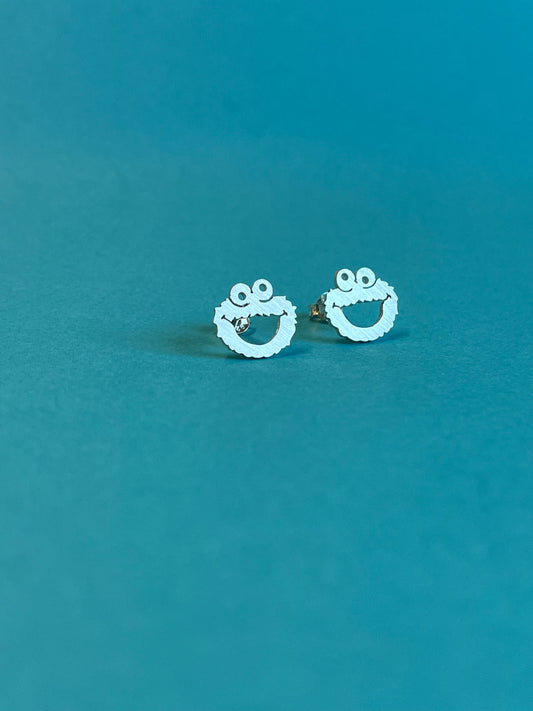 Cookie Monster Earrings. Sterling Silver (925)