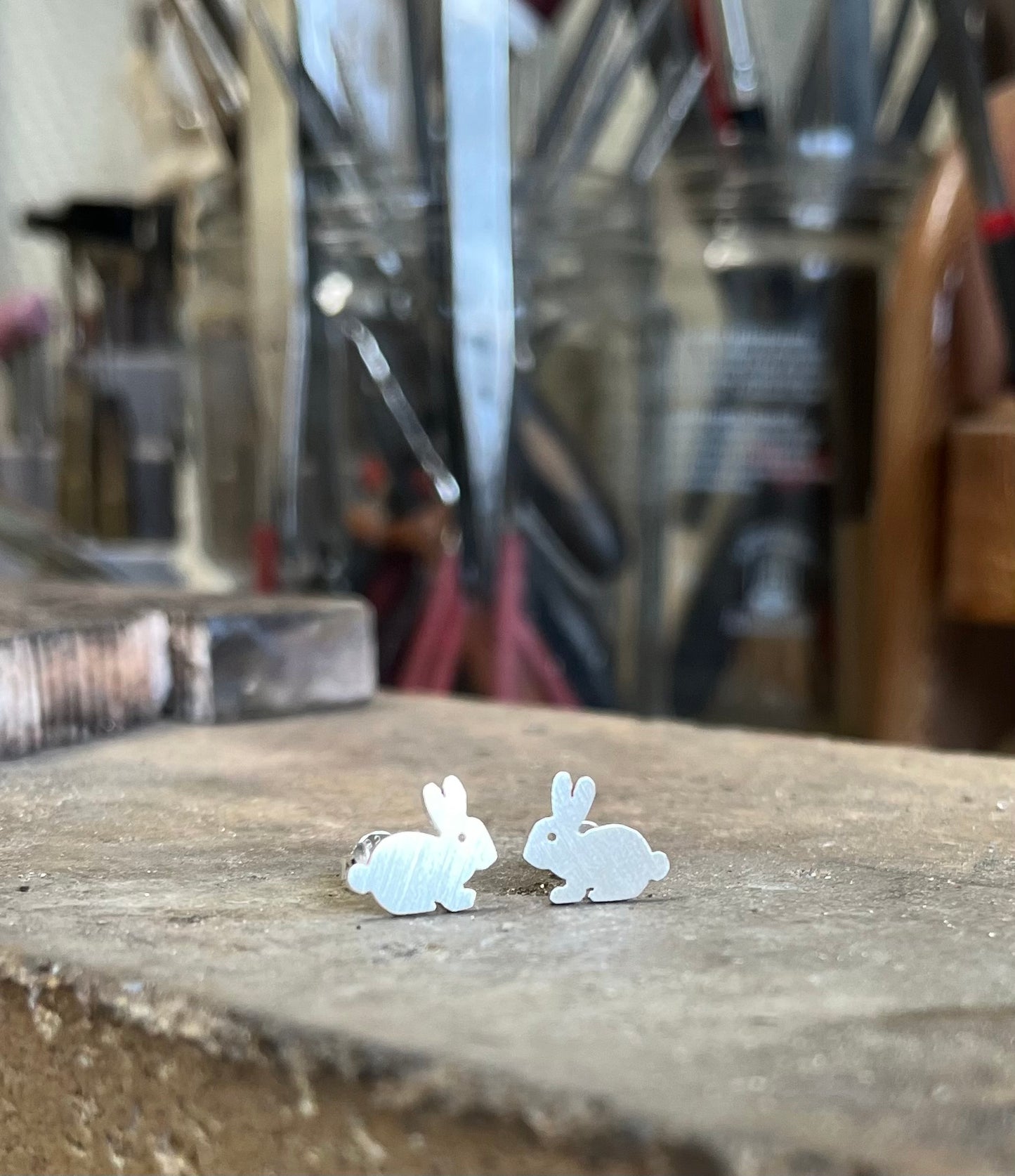 Rabbits Earrings. Sterling Silver (925)