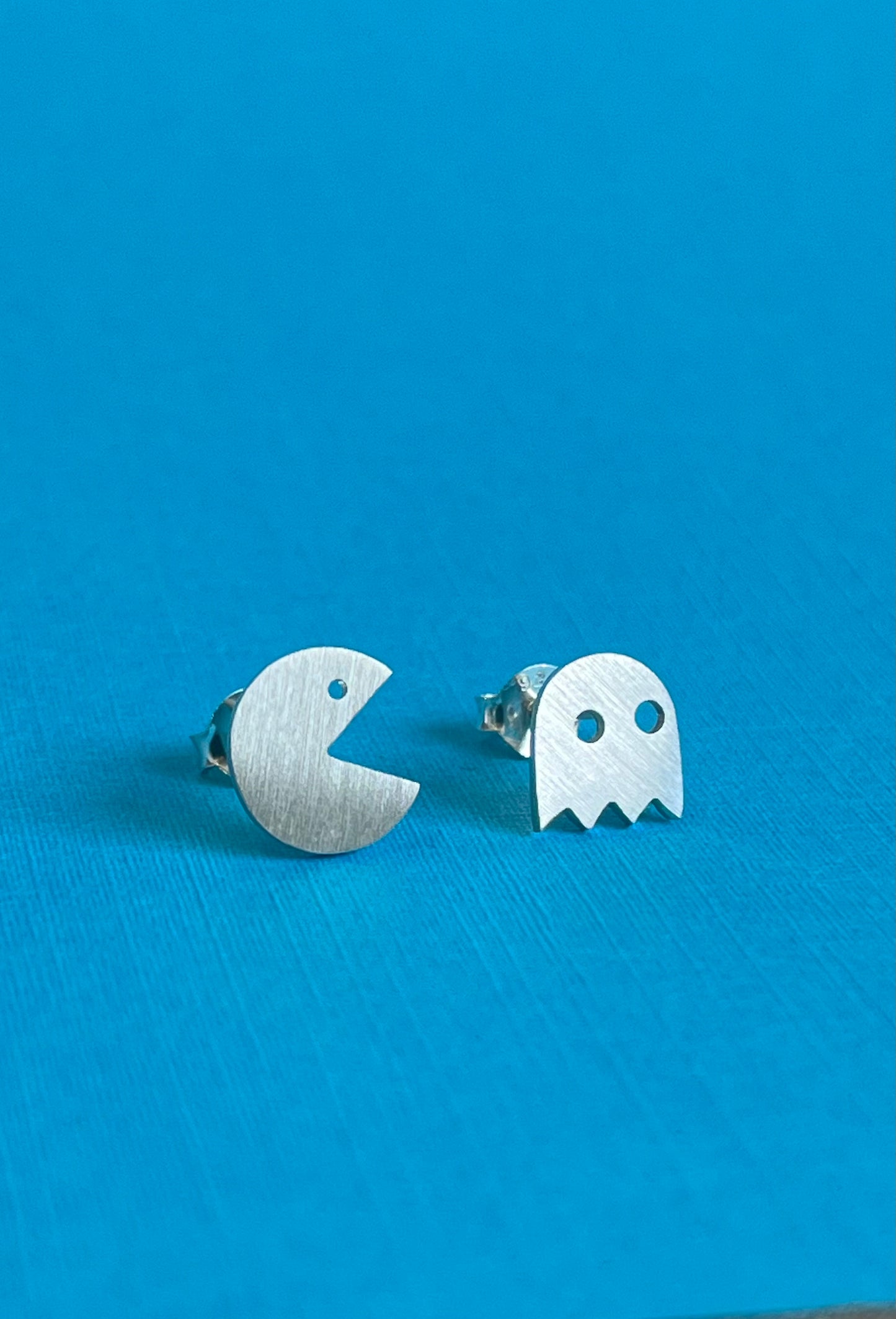 Pacman Earrings. Sterling Silver (925)