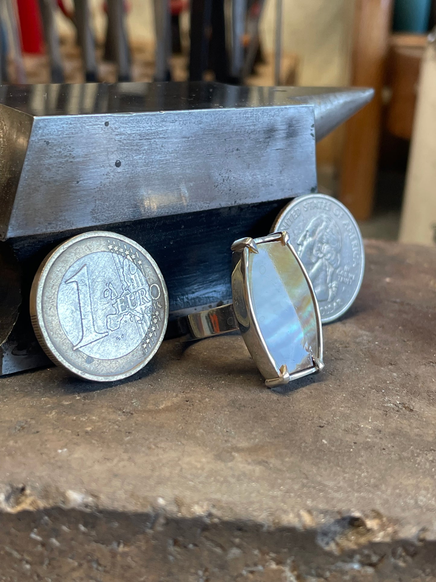 Nacre Stone in a Sterling Silver Ring
