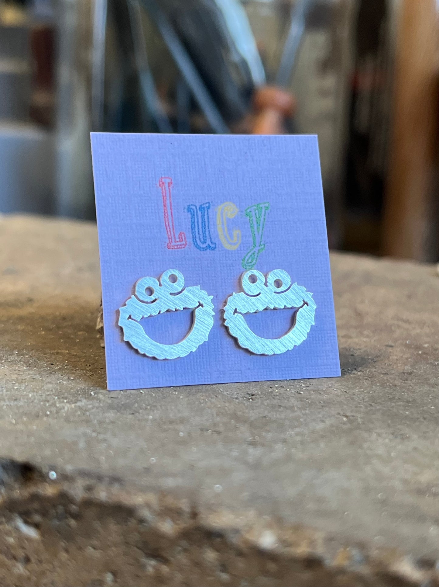 Cookie Monster Earrings. Sterling Silver (925)