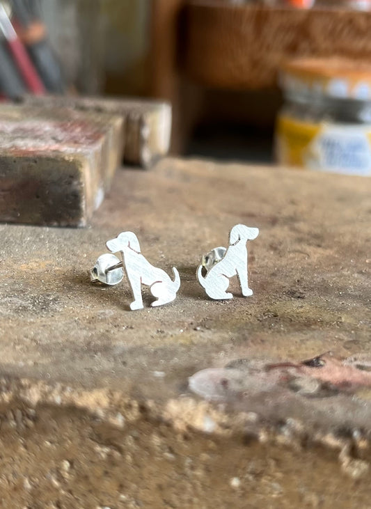 Dog Earrings. Sterling Silver (925)