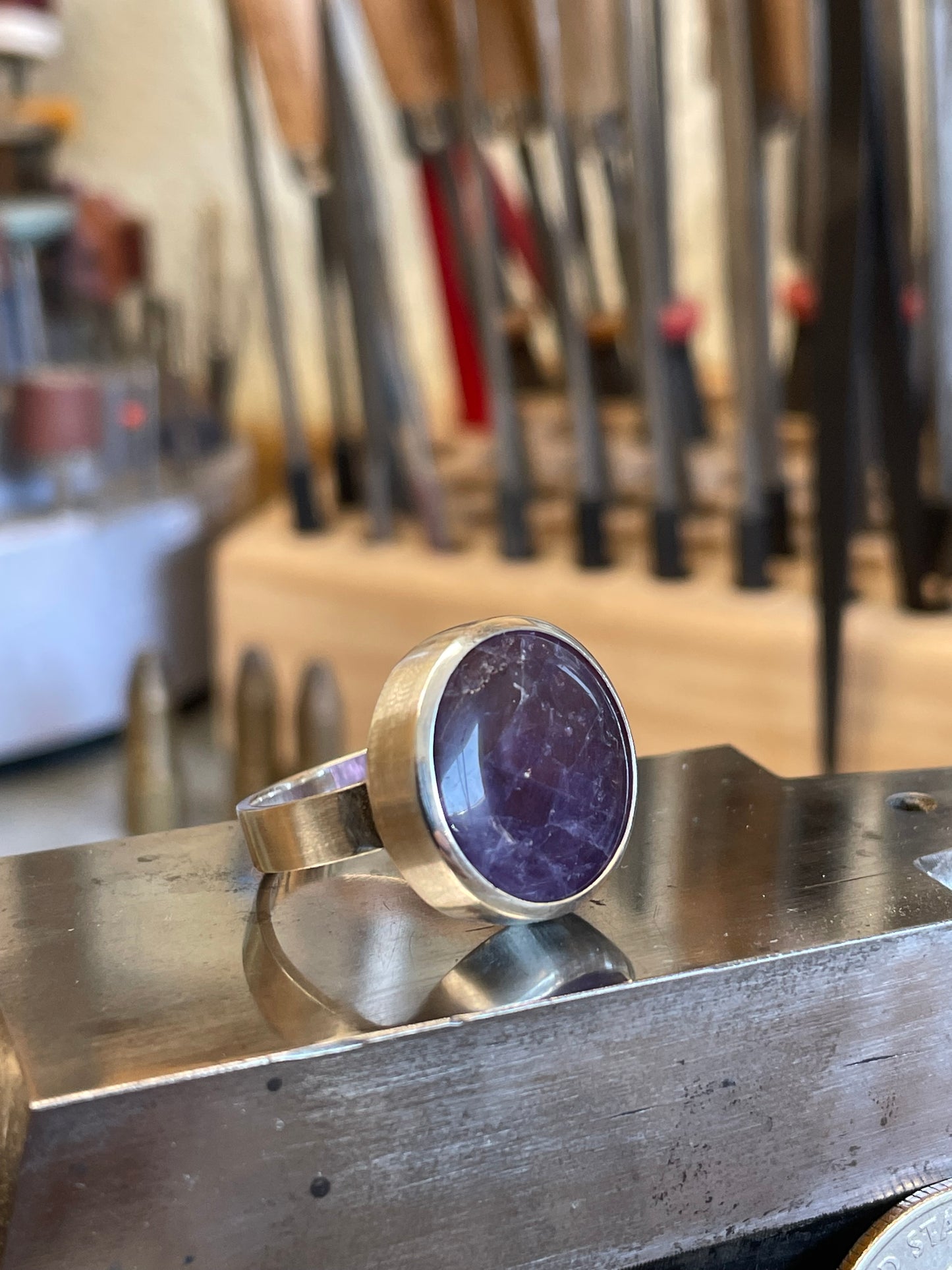 Amethist Stone in Sterling Silver Ring