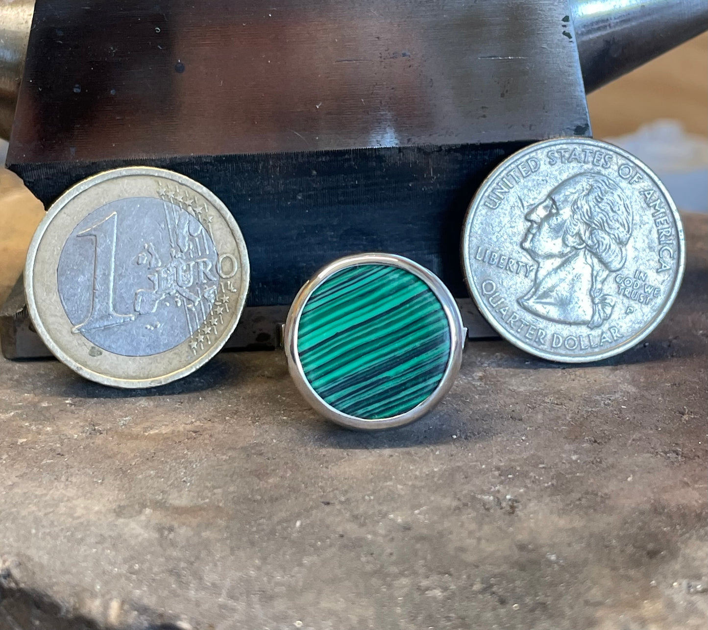 Malachite Stone in a Sterling Silver Ring