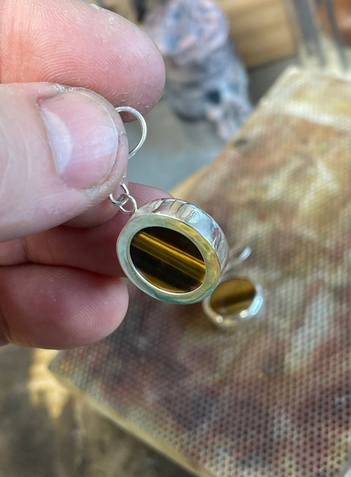 Tiger’s eyes Earrings. Sterling Silver (925).