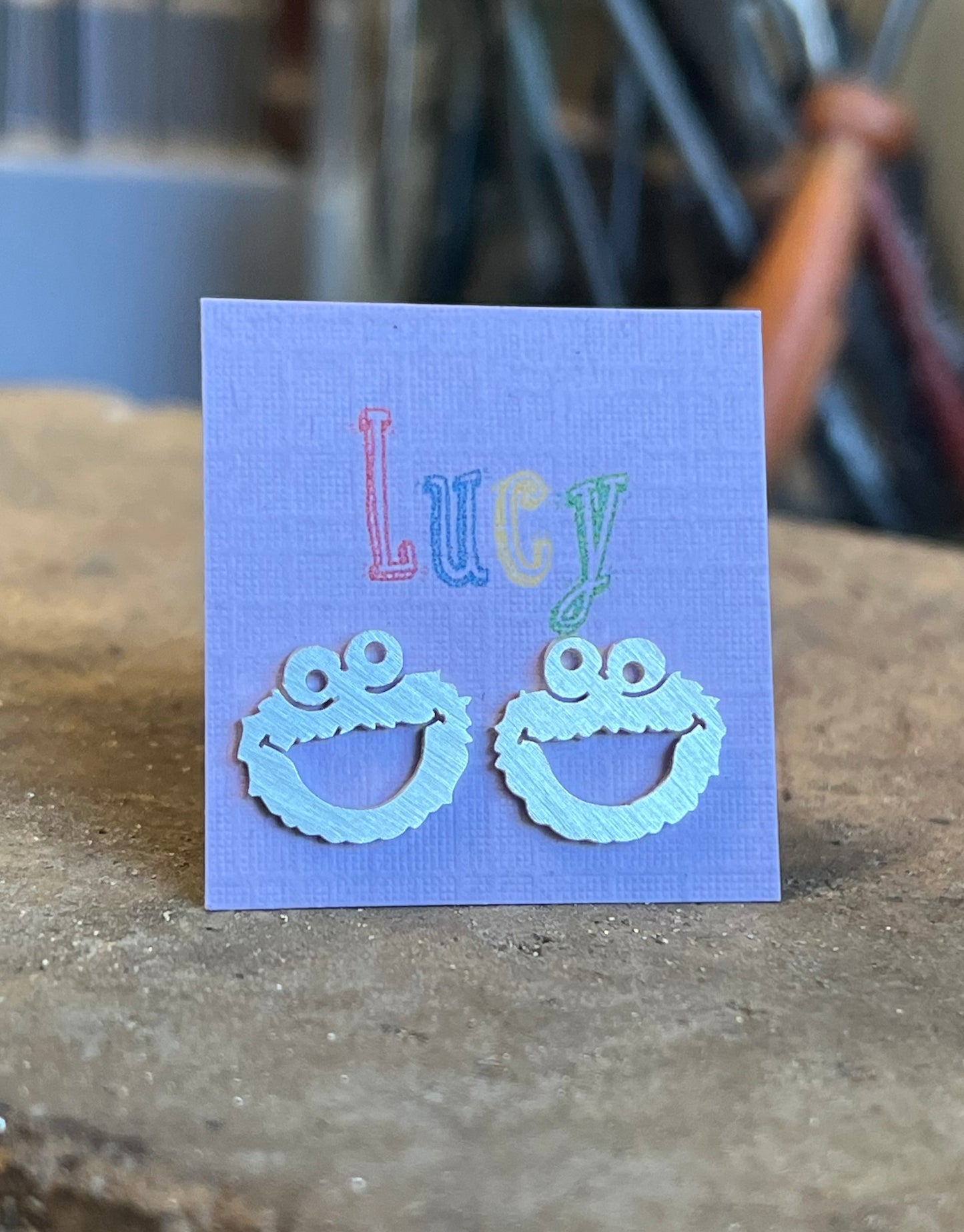 Cookie Monster Earrings. Sterling Silver (925)