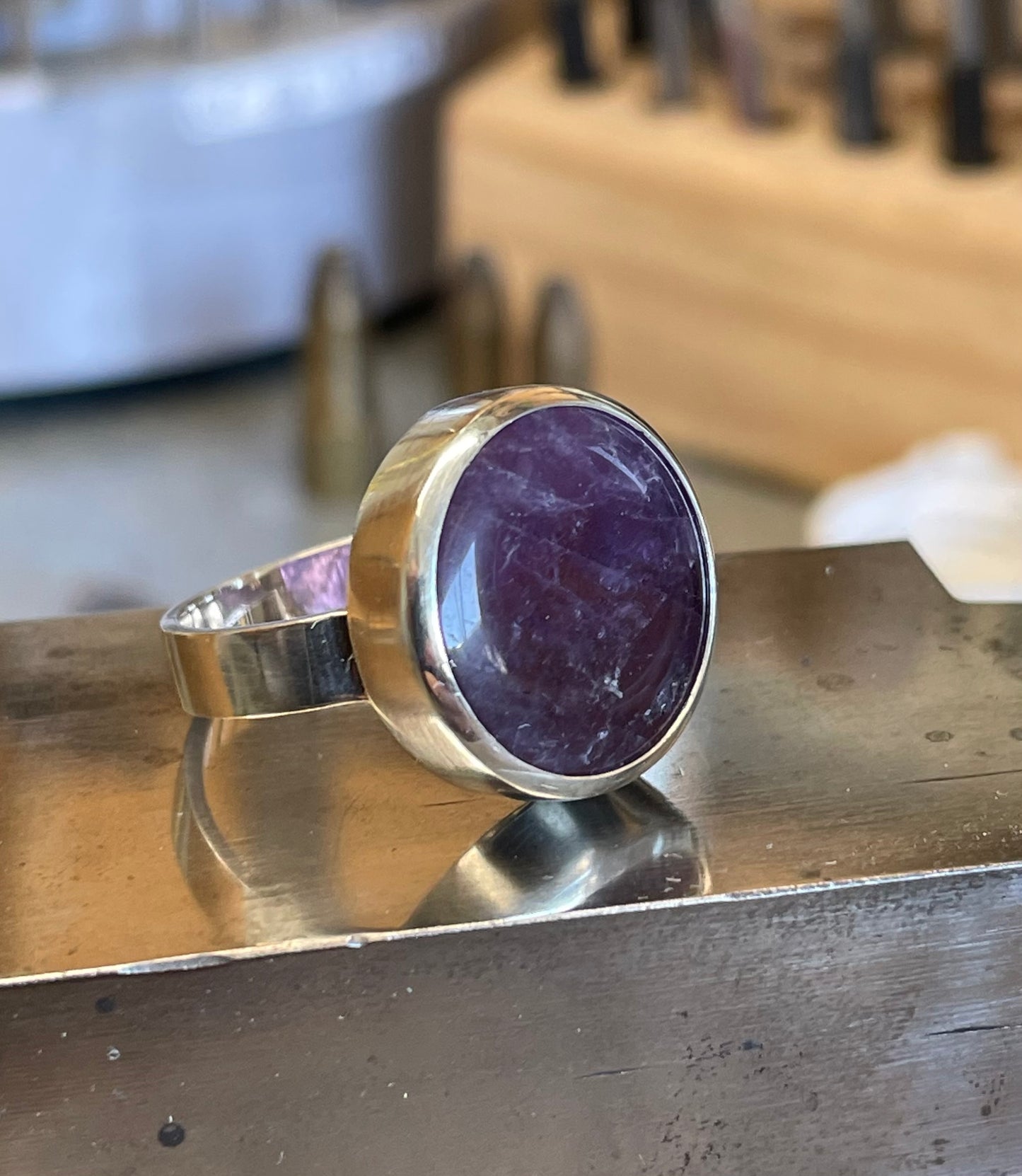 Amethist Stone in Sterling Silver Ring