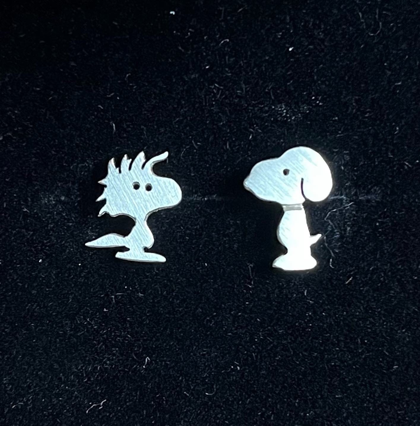 Snoopy and Woodstock earrings. Sterling Silver (925)