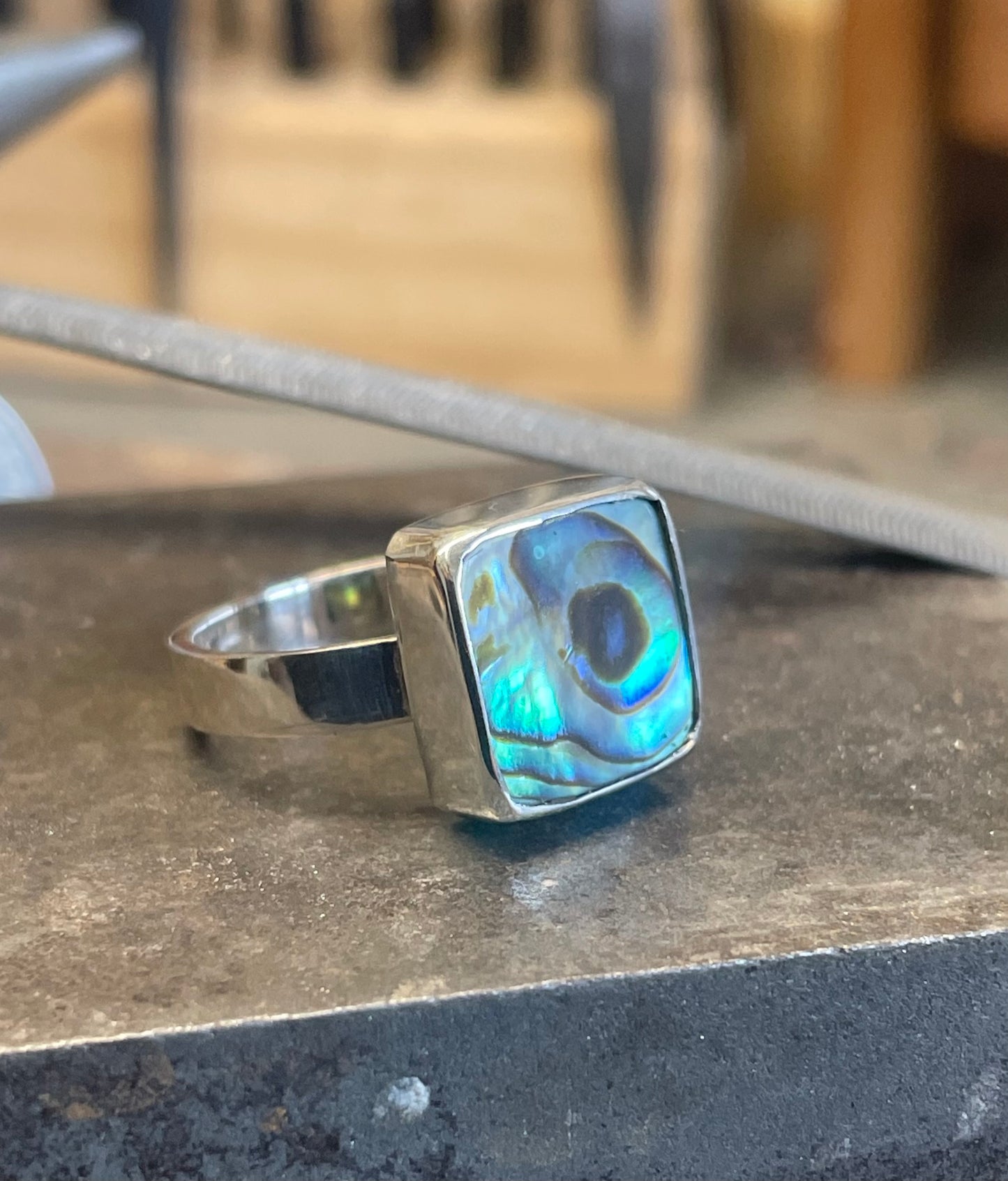 Sterling Silver rings with abalone (ear shells/sea ears).