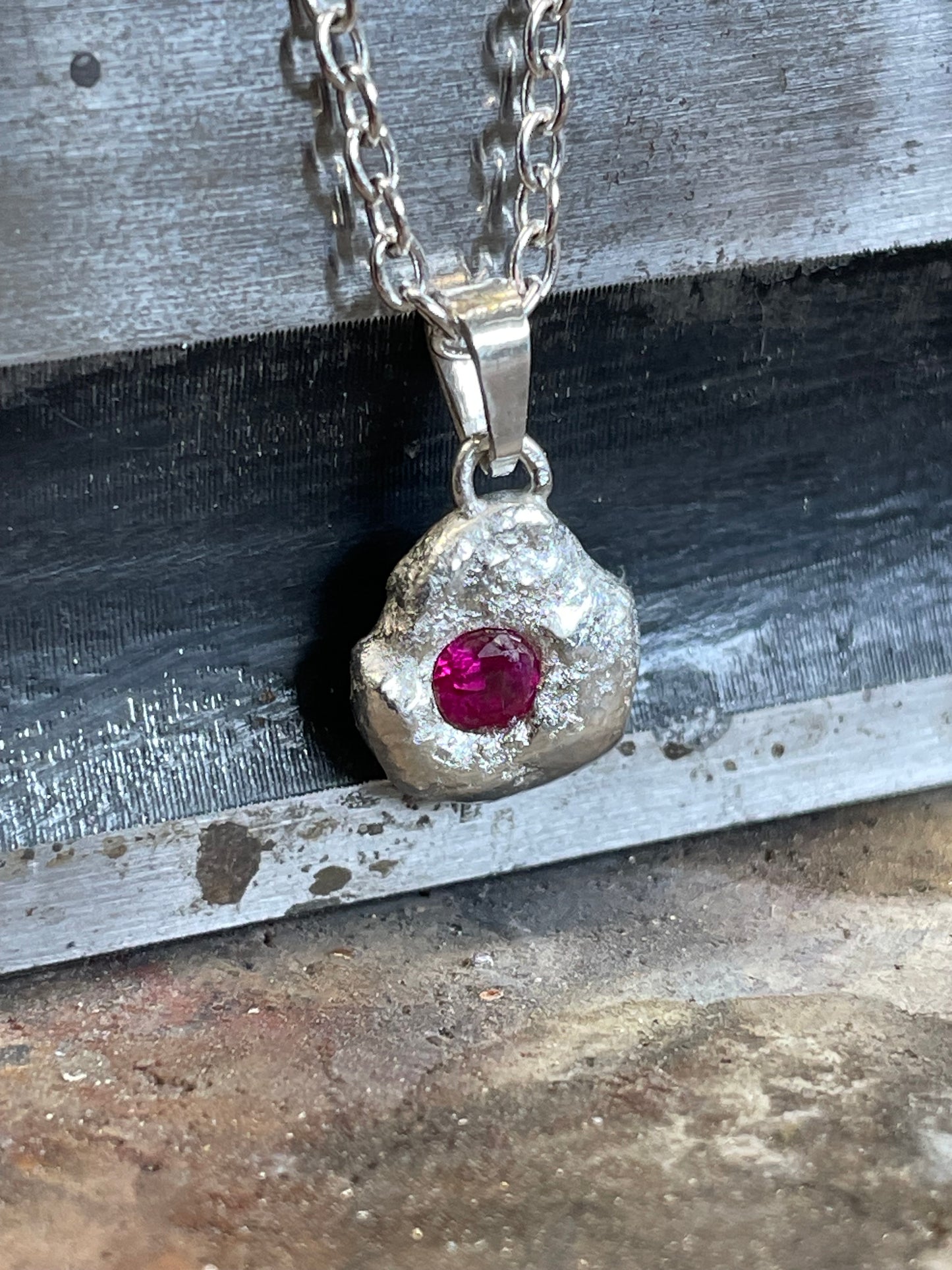 Pendant with a Red Zirconia