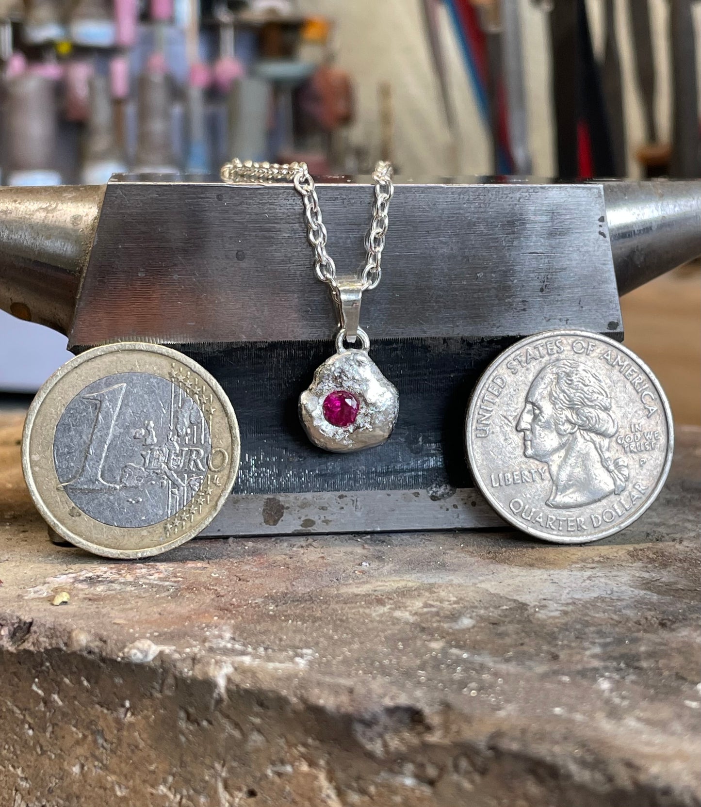 Pendant with a Red Zirconia