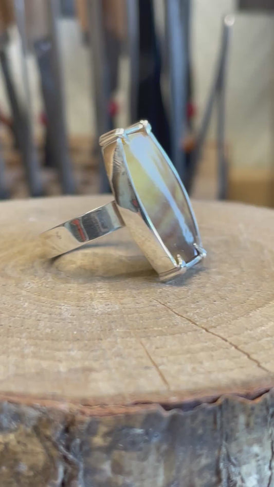 Nacre Stone in a Sterling Silver Ring