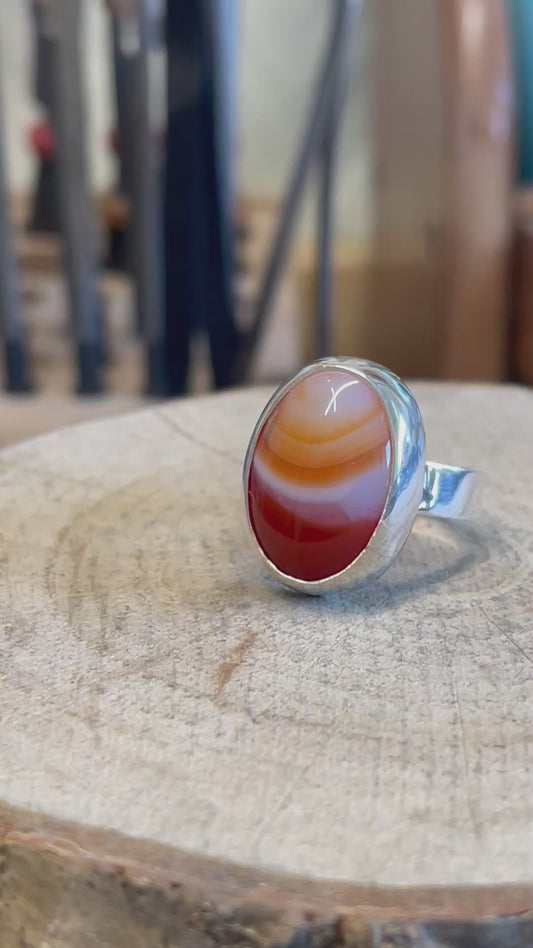 Agate Stone in a Sterling silver ring.