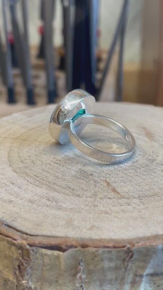 Malachite Stone in a Sterling Silver Ring