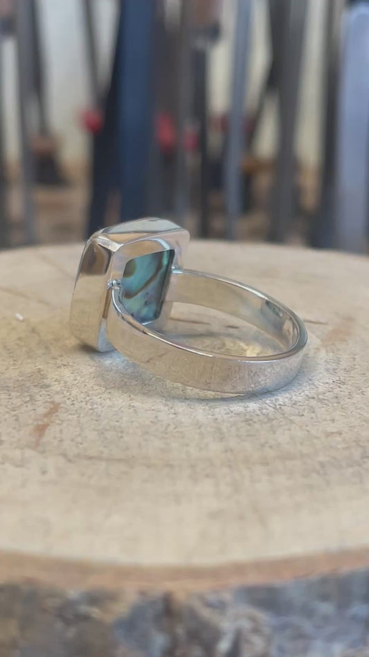 Sterling Silver rings with abalone (ear shells/sea ears).