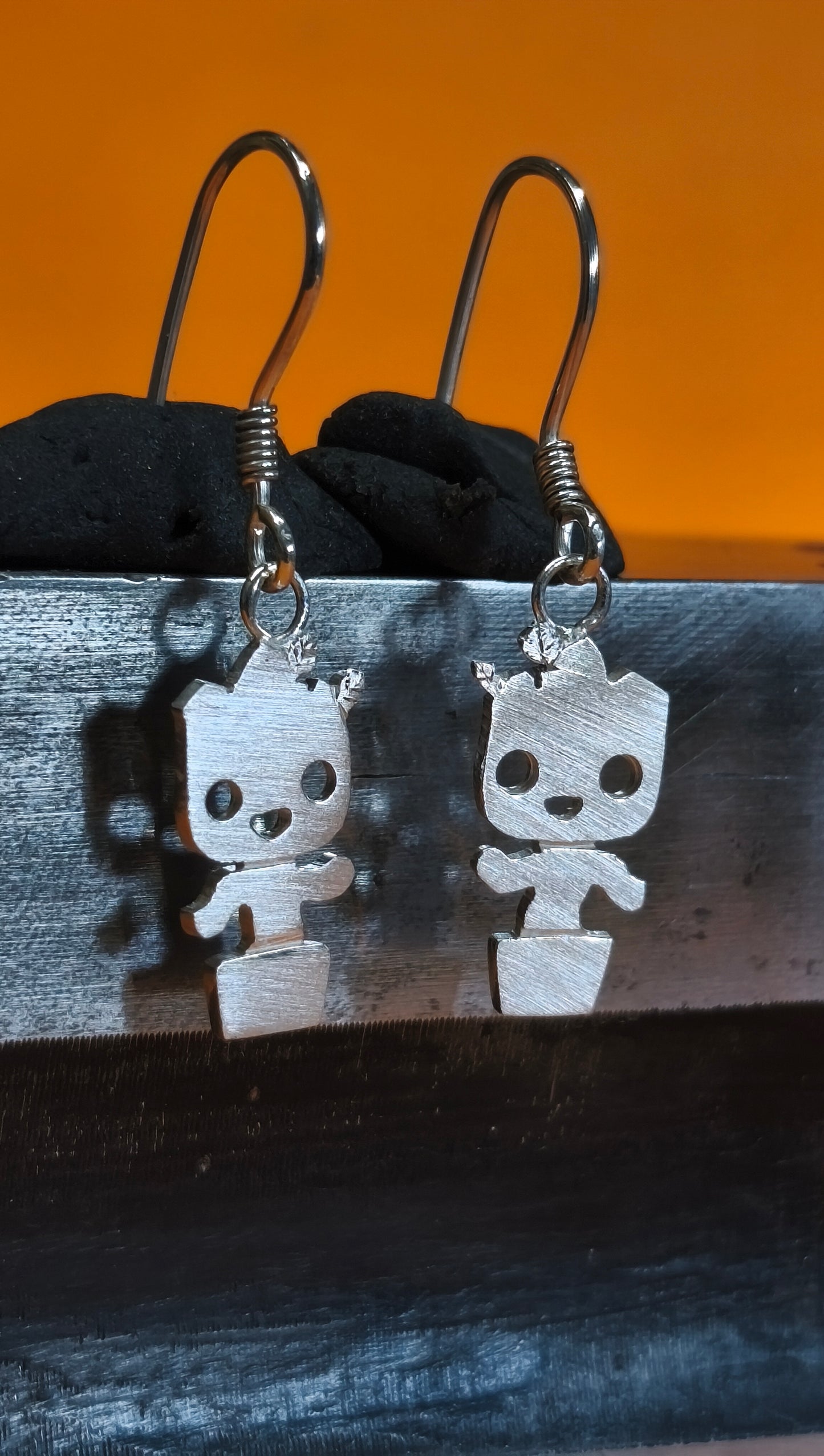 Baby Groot earrings Sterling Silver