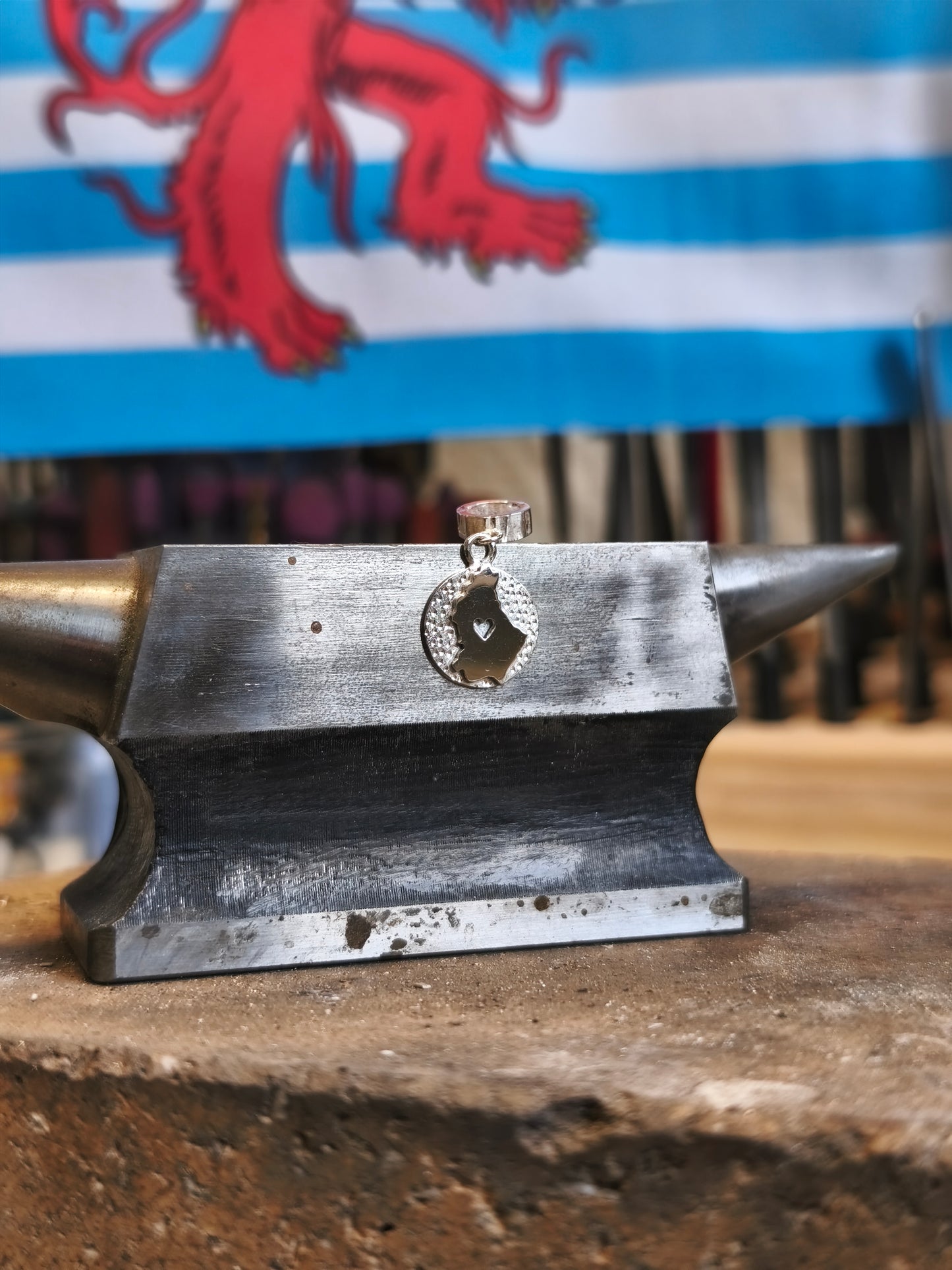 Charm Luxembourg Map Sterling Silver