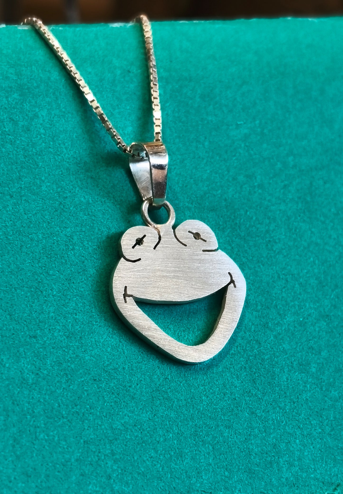 Kermit The frog Pendant. Sterling Silver.
