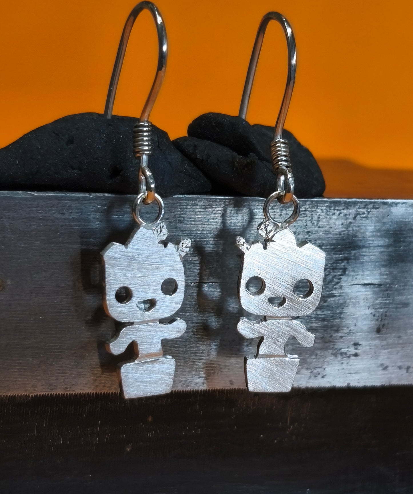 Baby Groot earrings Sterling Silver