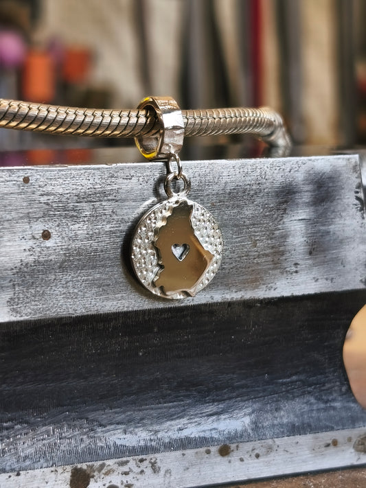 Charm Luxembourg Map Sterling Silver