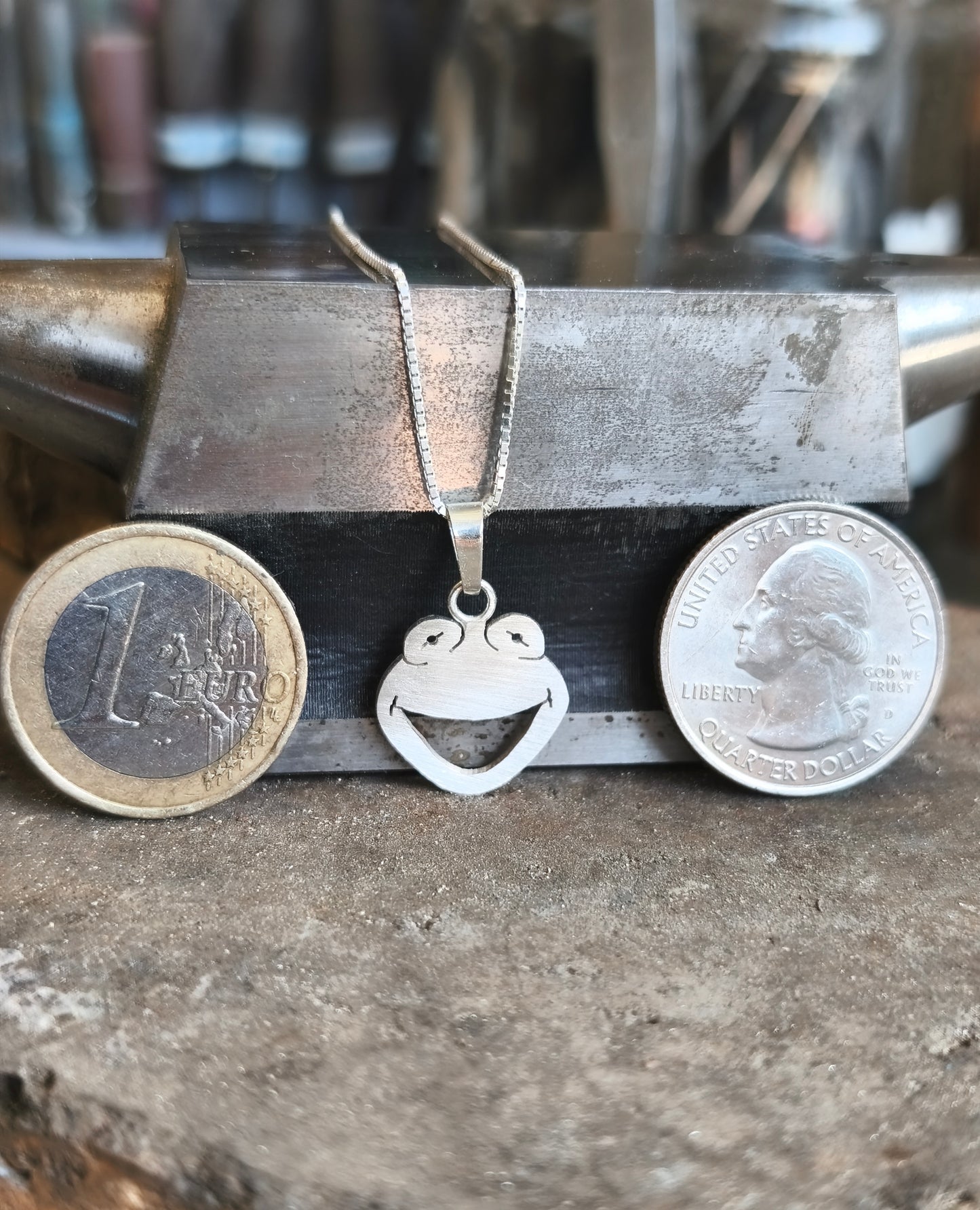 Kermit The frog Pendant. Sterling Silver.